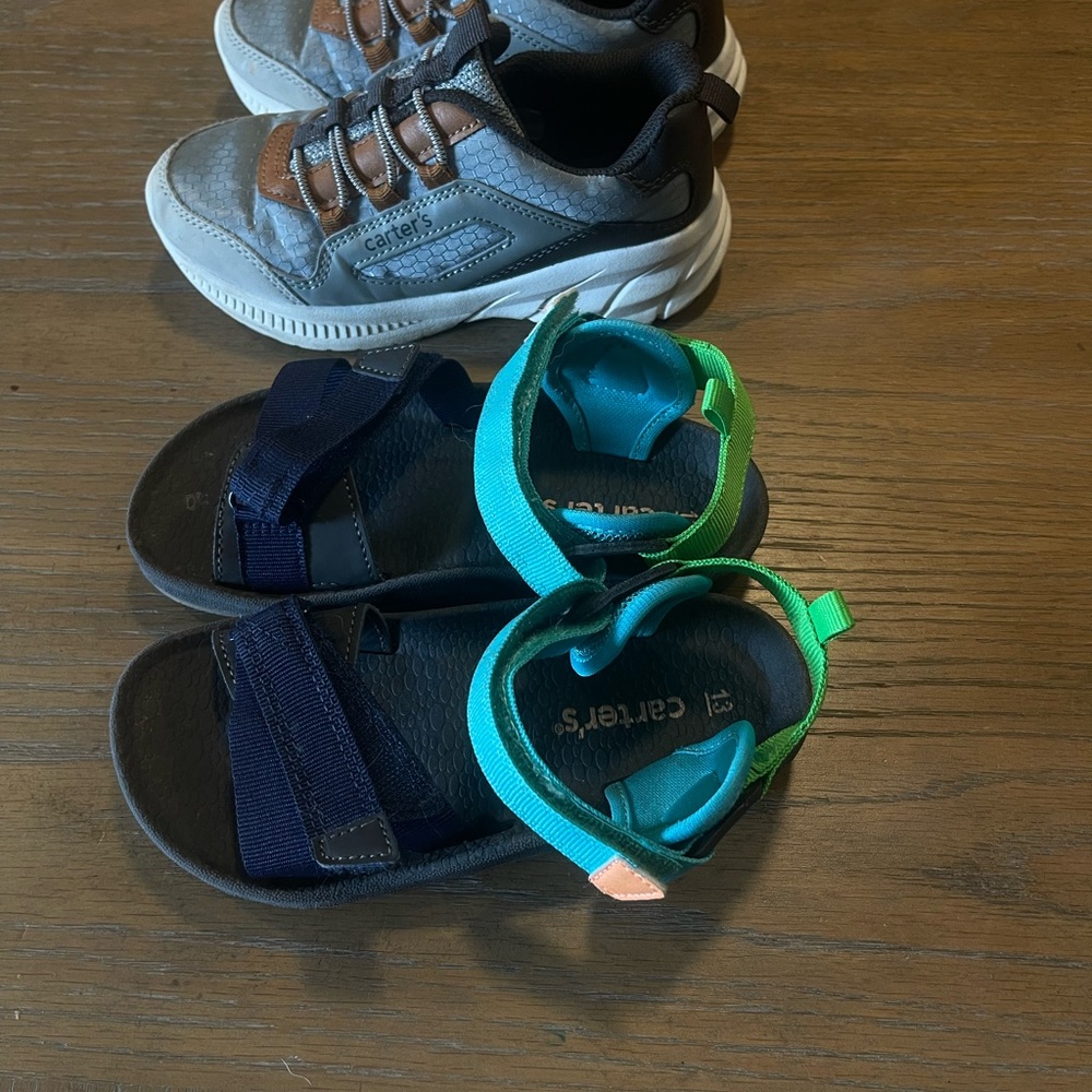 Carter's Kids Shoe bundle 
Sandals - Navy and Teal and carters sneakers gray